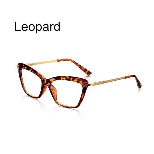 Cat Eye Glass Frame Faceted Crystal Women's Eyeglass - Brown