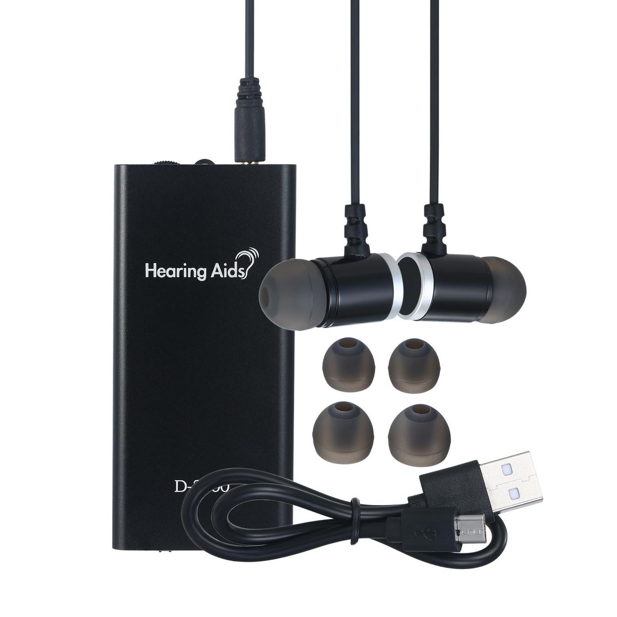 Voice Enhancer with Earphone Dual Ear Hearing Aid Adjustable Sound Amplifier USB Rechargeable Hearing Enhancement Device Hearing Assist