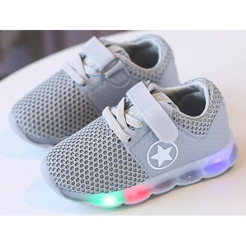 Children's Shoes LED Breathable Light Sports Shoes-Grey