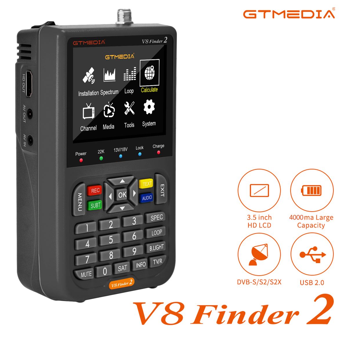 V8 Finder 2 TV Signal Finder Meter Signal Receiver 3.5-in
