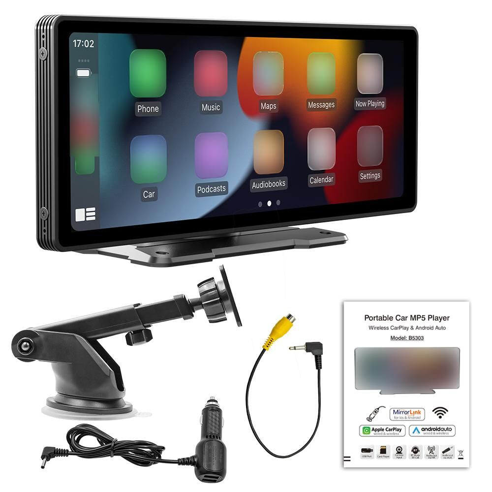 9.3 Inch Car Stereo MP5 Player BT Hands-Free Calling FM Radio Support Carplay Android Auto Phone Link Reversing Assist U-Disk/TF Card with Adjustable Bracket