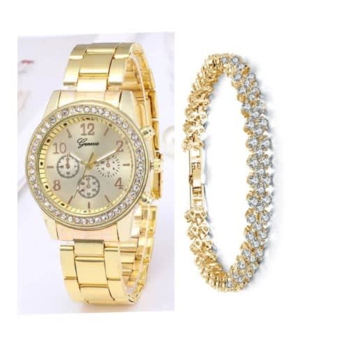 Wrist Watch With Bracelet- Gold