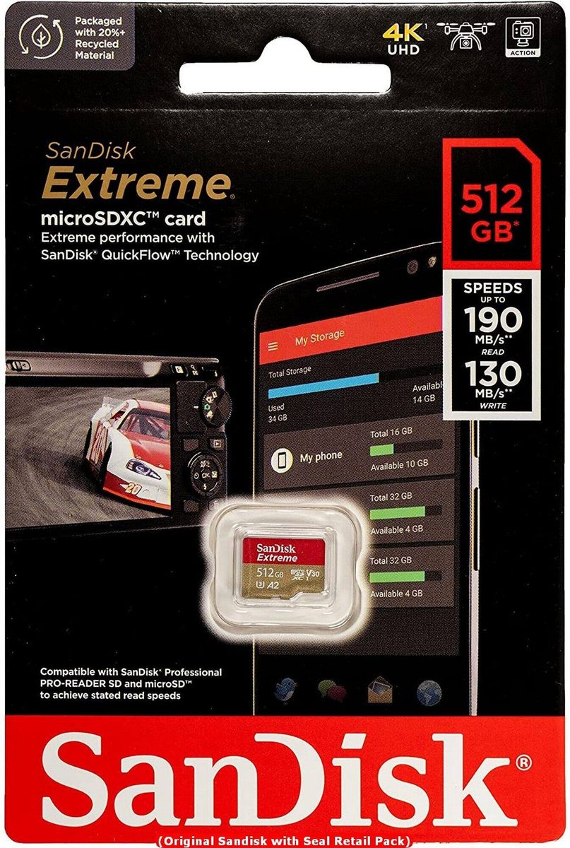 512GB Extreme MicroSD A2 UHS-I Card SDSQXAV