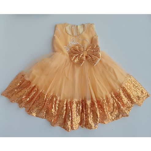 Sequence Party Dress For Girls - Gold