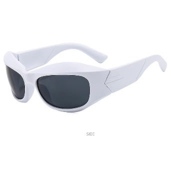 Unisex Thick Frame Retro Sunglasses - Dark Lens - White Frame