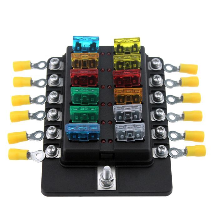 12 Way Fuse Box Holder Fuse Blocks With Red LED Indicator