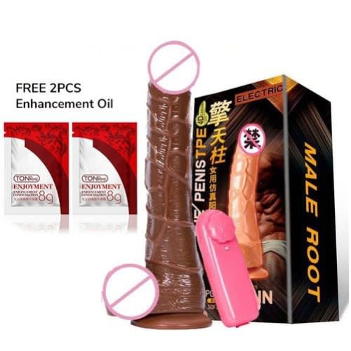 Dildo Vibrator Deep Penetrating-Vibrator For Women - Brown+ Sex Oil