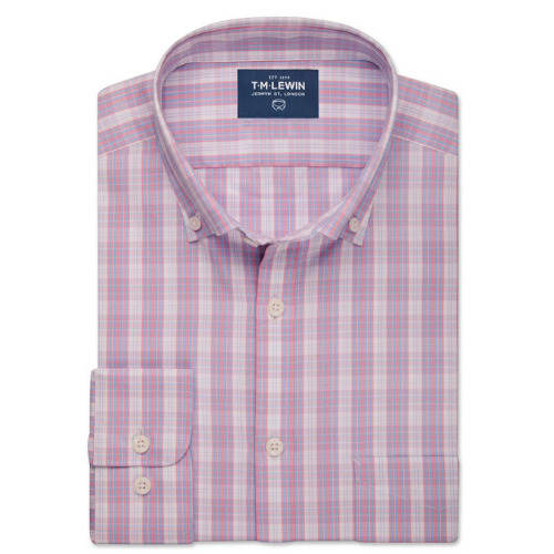 Slim Fit Oxford Check Shirt -  Pink And Blue