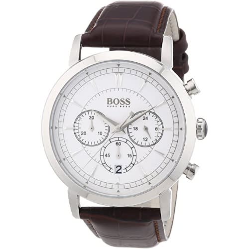 Chronograph White Dial Leather Men's Watch 1512871 - Brown