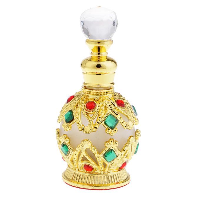 Middle East Style Metal And Glass  Empty Bottle Elegant Gold
