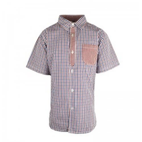 Boy's Check Short Sleeve Shirt - Red & Blue
