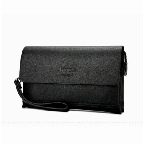 JP - Men's Iconic Flap Leather Purse - Black