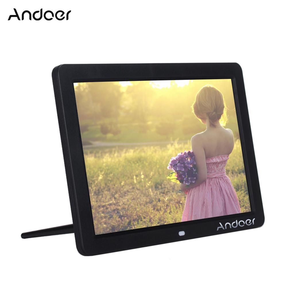 Andoer 12" Wide Screen HD LED Digital Picture Frame Digital Album High Resolution 1280*800 Electronic Photo Frame with Remote Control Multiple Functions Including LED Clock Calendar MP3 MP4 Movie Player Support Multiple Languages