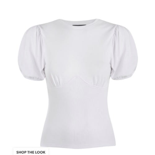 Rib Waist Corset Top - White