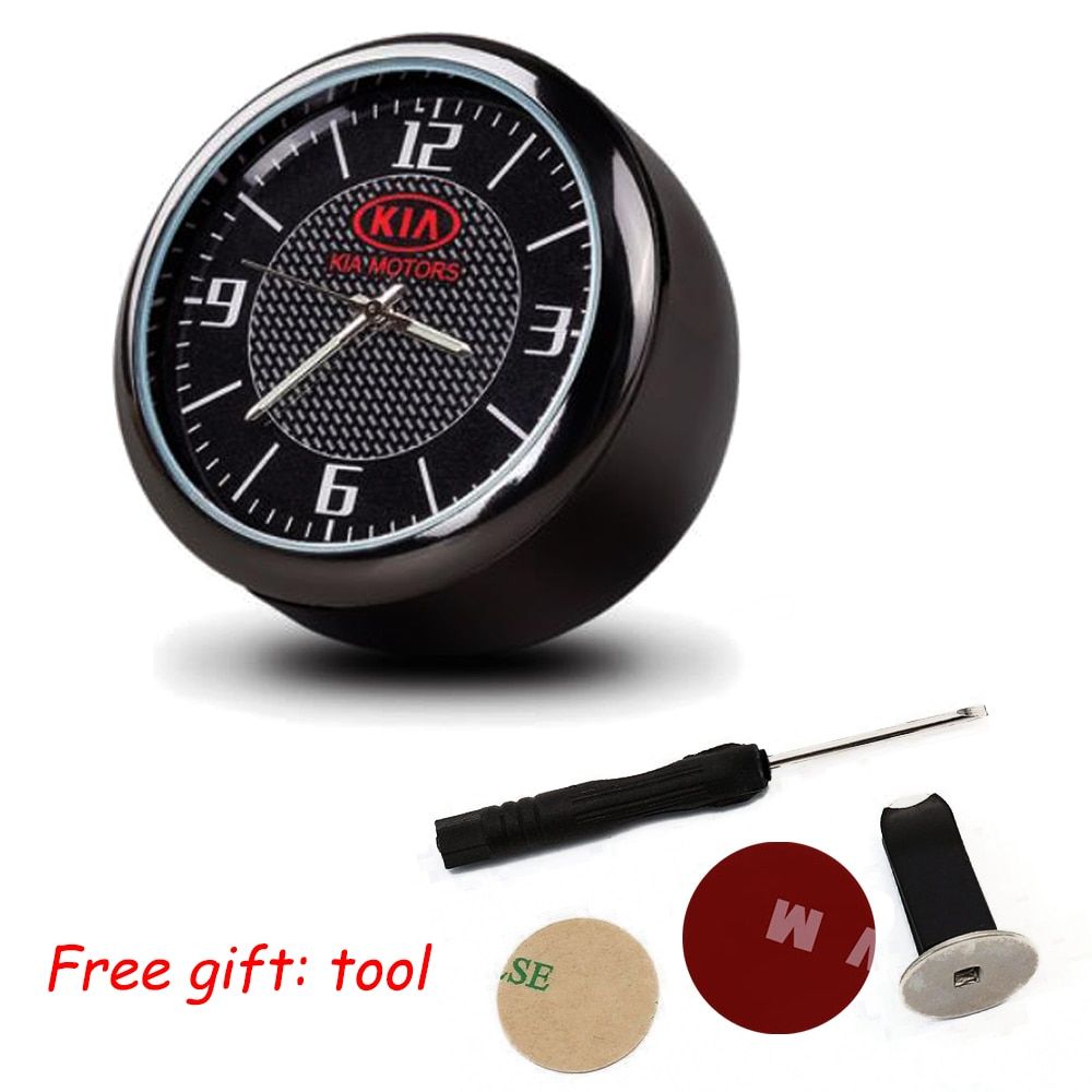 1X For Kia Luminous Car Clock Ornament Auto Decoration Quartz Watch Air Vents Stickers Clip Time Clock Interior Accessories Gift