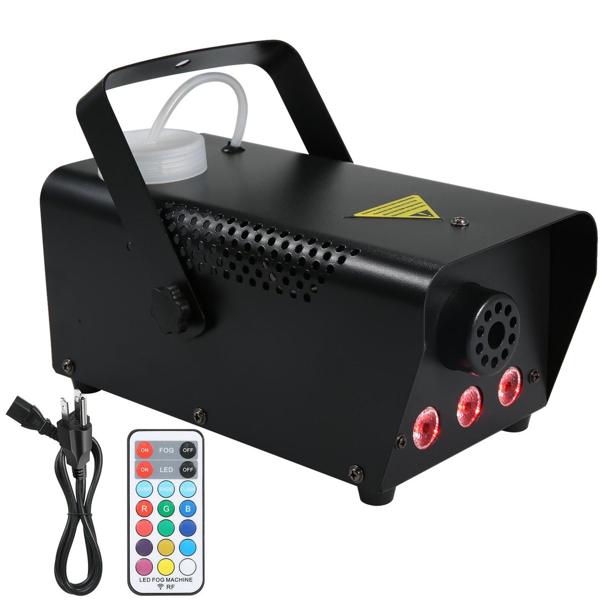 AC110V 500W 3 LEDs Illuminated Fogging Machine Fogger Smoke Machine 250ML Tank with 19 Keys Controller Jump/ Fade/ Flash 3 Different Lighting Effects/ 12 Static Colors Changing for Party Gathering Holiday Festival Halloween Christmas Xmas Wedding Function