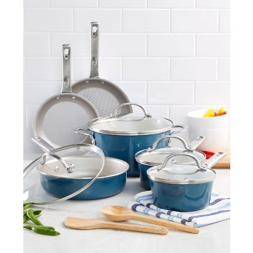 Ayesha Curry Home Collection - 12 Piece Aluminium Nonstick Cookware Set - Twilight Teal