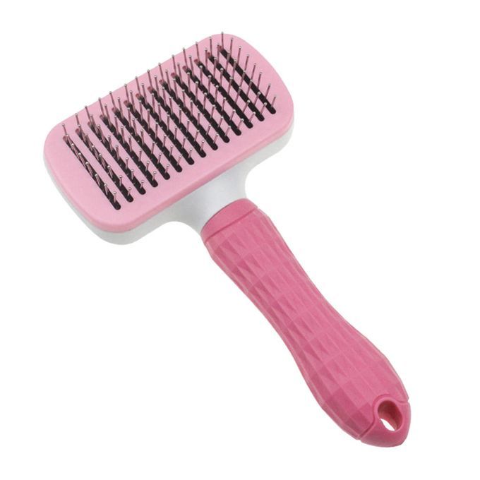 Self-cleaning Pet Slicker Brush Daily Dogs Shedding Grooming Pink