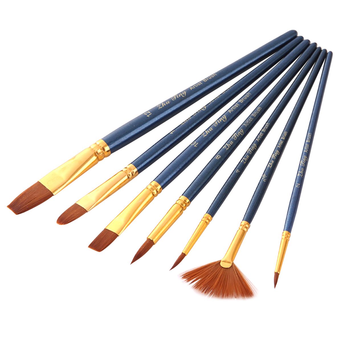 7pcs/set Art Paint Brushes Set Round   Flat   Filbert   Fan