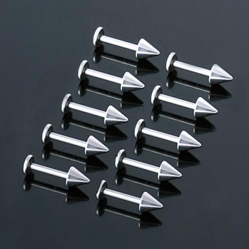 10PCS Men Ladies Fashion Stainless Steel Spike Labret Lip Bar Ear Ring