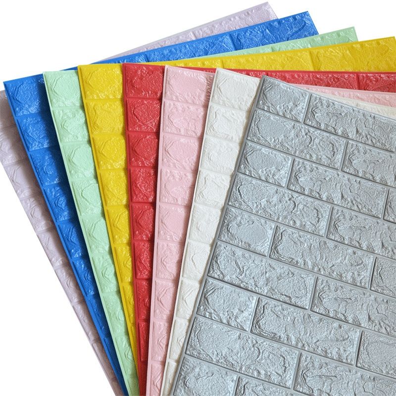 5PCS Stereo Foam Brick Wall Stickers Moisture-Proof Wipeable Stickers,Specification:Beige 70x77cm