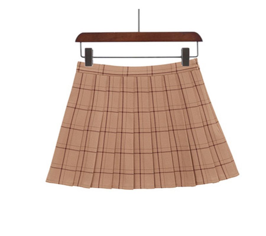 Pleated Skirt Of Tall Waist Skirt Beige