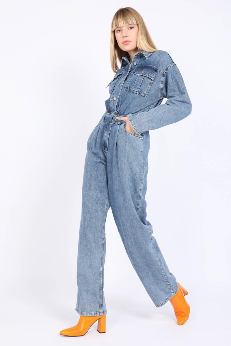 Women's Oversize Jean Jumpsuit Blue