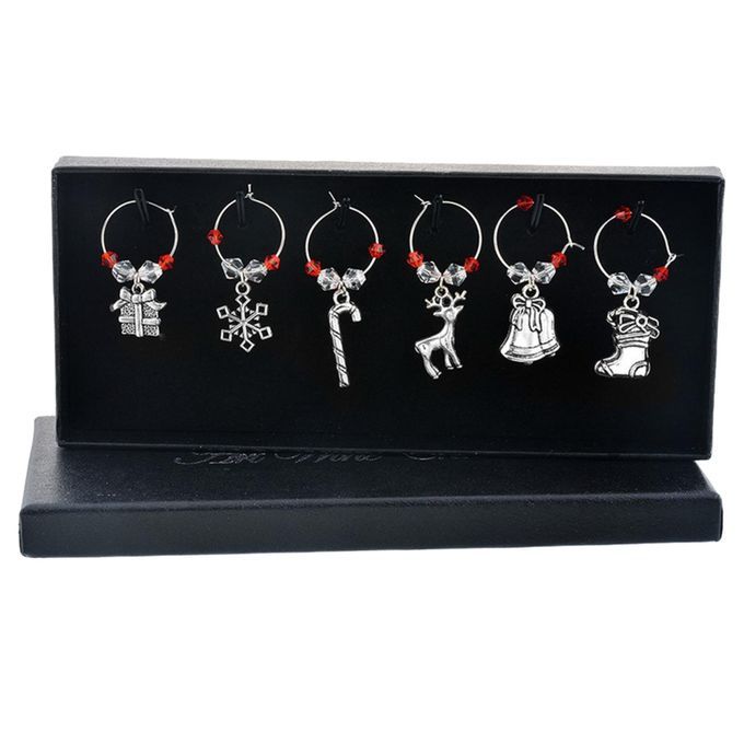 Cup Wine Glass Marker Metal Decor For Home New Year Silver Christmas