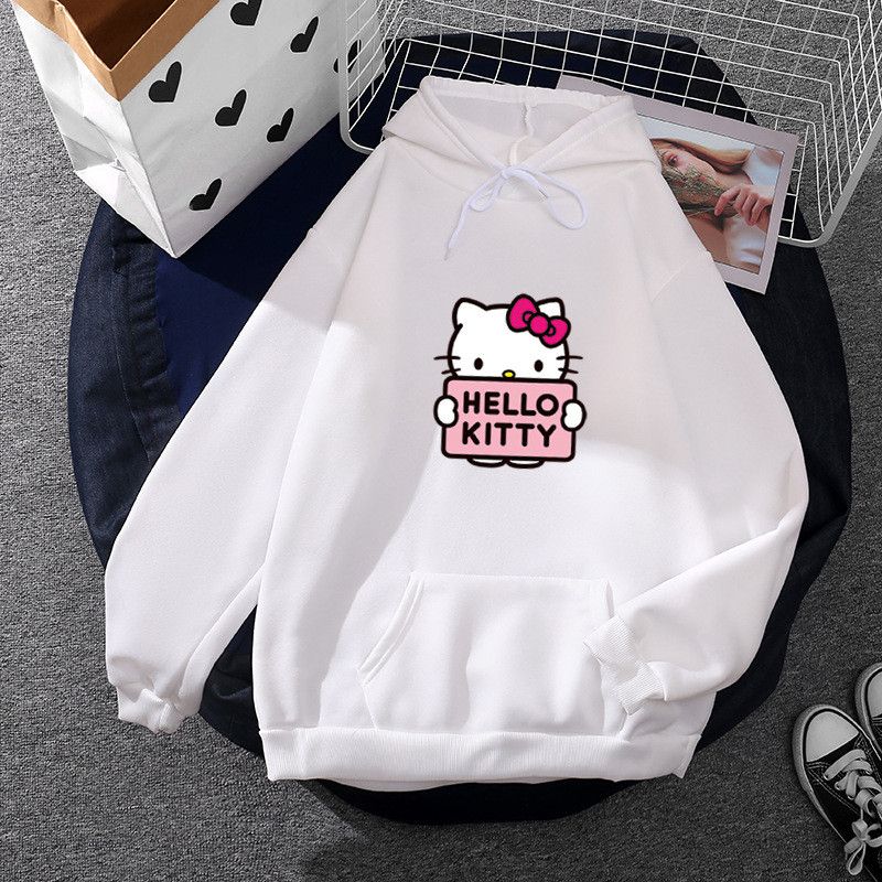 Cartoon Sanrio Hello-Kitty Cute Women Hoodie Korean Girls