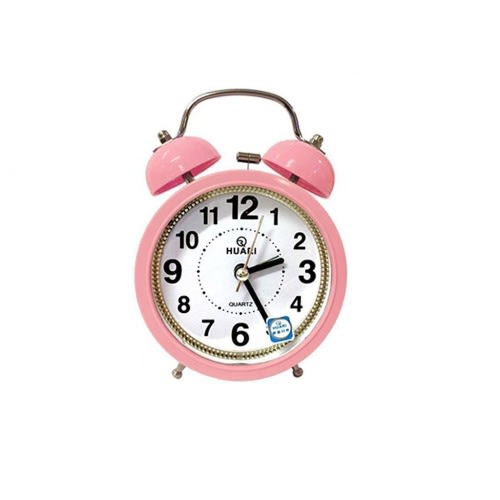 Twin Bell Quartz Analog Alarm Clock - Pink