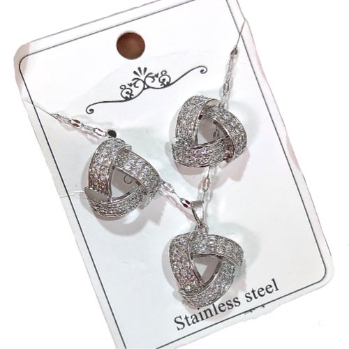 Earrings And Pendant Jewelry Set - Silver