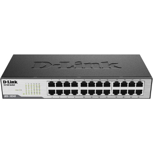 Fast Ethernet Switch, 24 Port Unmanaged 10/100 Mbps Desktop Rackmount Network Inter