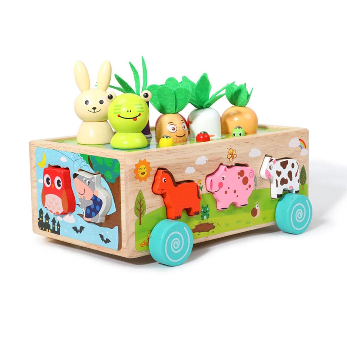Toddler Educational Toy Farm Car Toy Set Wooden Blocks for Toddlers