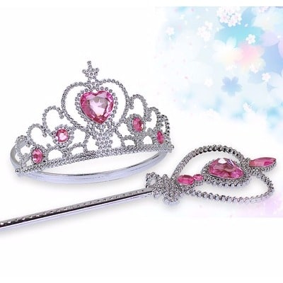 Charming Princess Tiara Crown, Magic Wand, Necklace and Earrings Dress Up Set