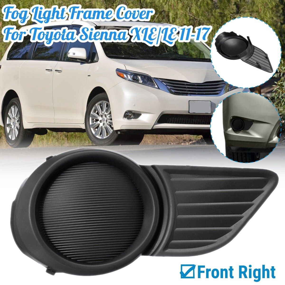 Front Fog Light Lamps Frame Cover Trim For 2011-2017 Sienna XLE LE