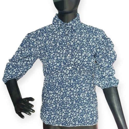 Ruffle Floral Blouse- Blue