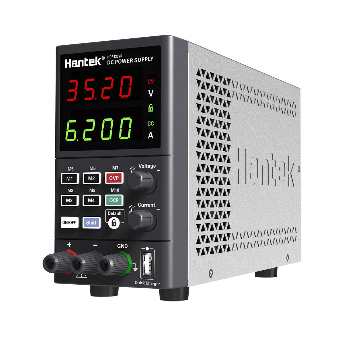 Hantek HDP135V6 Digital Bench DC Power Supply Variable 35V 6A Adjustable Switching Regulated Power Supply CV CC with Data Storage, On/ Off Output, USB Quick Charge, Encoder Adjustment Knob