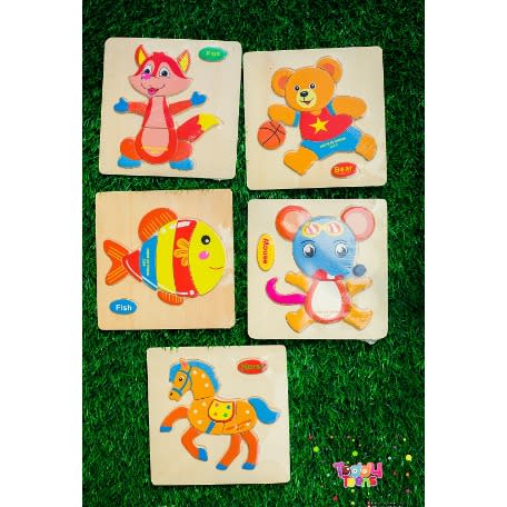 5 Pcs Wooden Object Jigsaw Puzzles - Educational Toy
