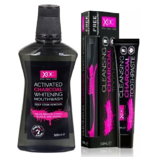 Xoc Charcoal Whitening Mouth Wash - Tooth Paste & Brush -500ml/100ml