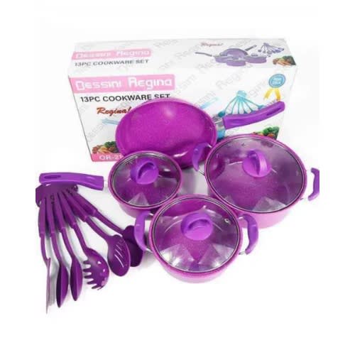 Dessini Regina Non-stick Medical Stone Pot- 13pcs - Purple