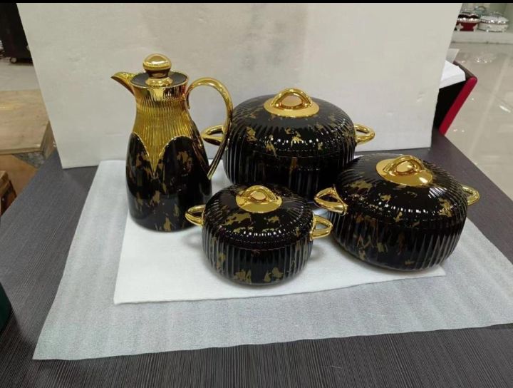 4 Pcs- Decorative Insulated Serving Food Flask Set + Jug