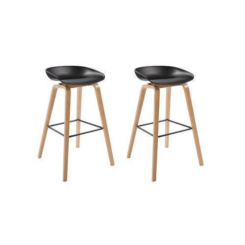 G-Bar Stool Solid Wood Frame Ergonomics Curved Seat - 2 Pecs