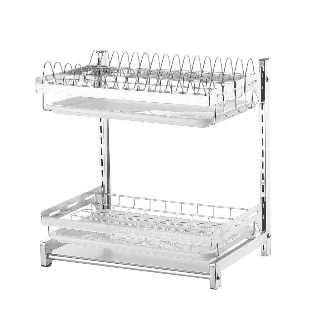 40x28x42cm 2-tier 201Stainless Steel Silver Dish Drying Rack