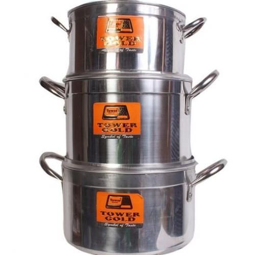 Tower Big 3-Pcs Cooking Pot - Tower Gold - Silver