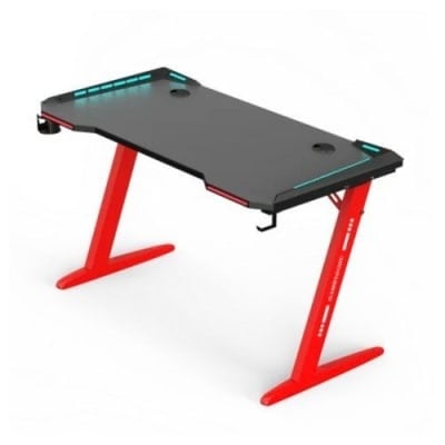 Modern Z- Shaped Gaming Desk With Led Lights