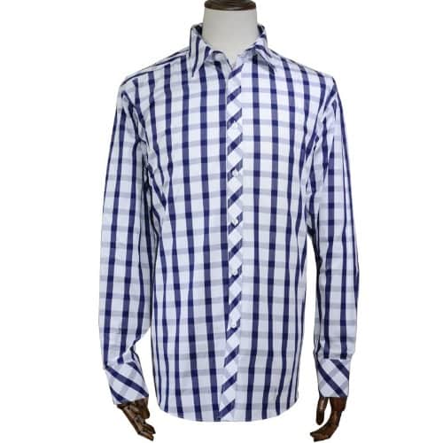 Blue Men's Button Down Check Shirt