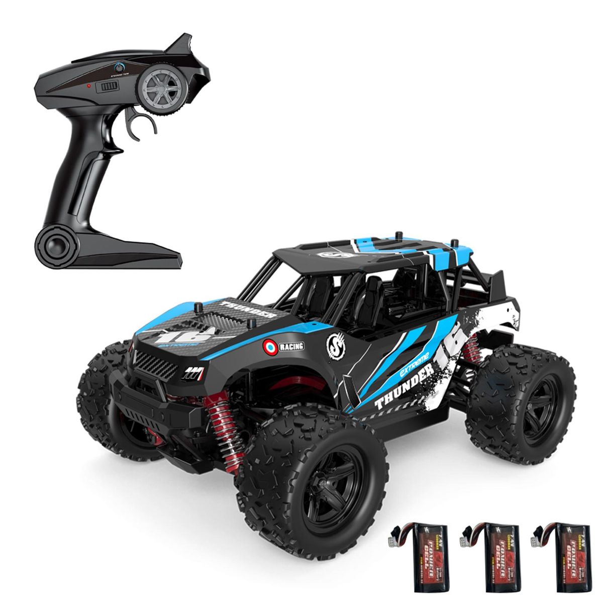 Remote Control Car 1/18 2.4GHz High Speed 30km/h All Terrain Off Road Trucks 4WD Full Scale Racing Climbing Car Gifts for Kids Adults 3 Battery
