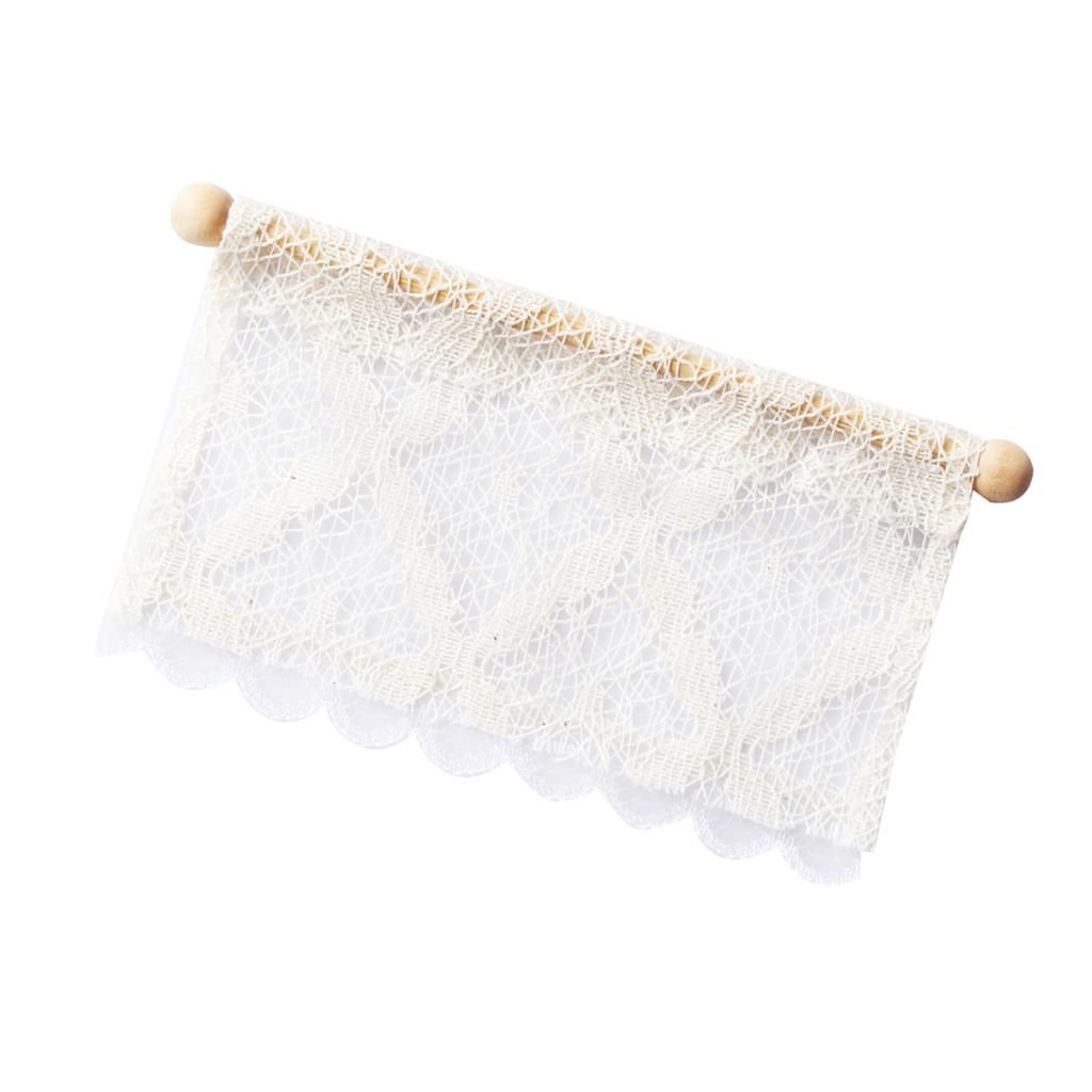 Short 1/12 Dollhouse Miniature Lace Curtain / Curtain With
