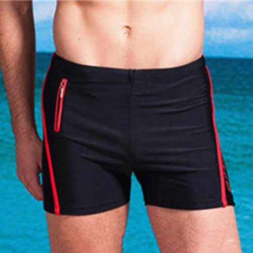 Mens Swimming Shorts Zipper Pocket Swimsuit