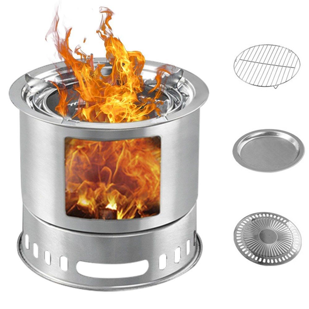 Multifunctional Camping Wood Stove Portable Wood Burning BBQ